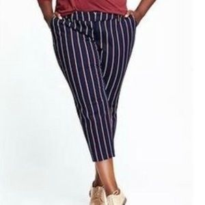 Old Navy Harper Mid Rise Stovepipe Red White Blue Striped Ankle Pants 6